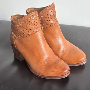 Kelsi Dagger Tan Leather Ankle Booties